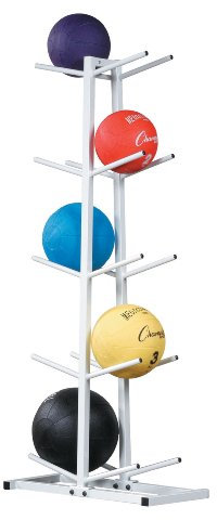 Champion Sports Doppelter Medizinballbaum, weiß, 57,3 cm L x 27,9 cm B x 132,1 cm H