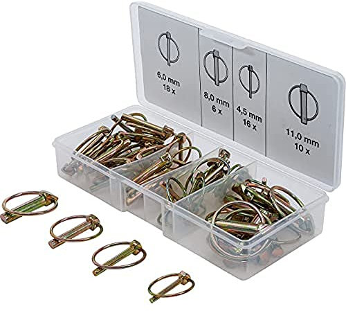 BGS 8087 | Klappsplinte-Sortiment | 50-tlg. | Klappstecker | verzinkt | 4,5 - 6 - 8 - 11 mm