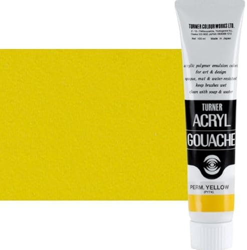 Turner Colour Works Acryl Gouache Artist Acrylic Paint - Single 100 ml Tube - Permanent Yellow