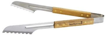grill-onlineshop Zange, Luxus, Edelstahl Grillzange mit Holzgriff, Länge 40cm