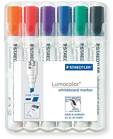 Staedtler 351 B WP6 Board-Marker Lumocolor whiteboard marker, Staedtler Box mit 6 Farben (2, Nur Marker)