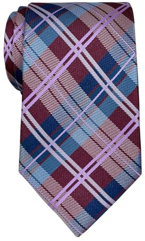 Retreez Herren Gewebte Krawatte Elegante Tartan Plaid Karo 8 cm - burgunder, weinrot und blau