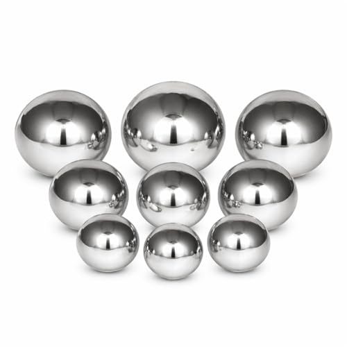 Gebrüder Lomprich Edelstahlkugeln poliert 9 Stück je 3X Durchmesser 8cm, 10cm, 13cm