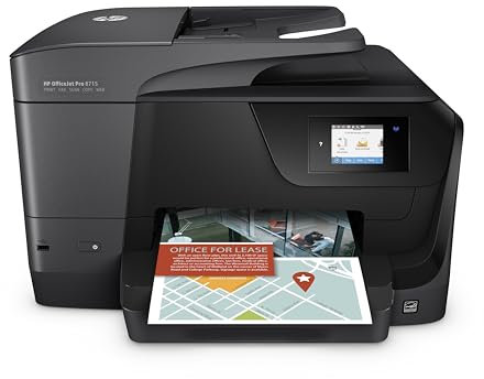HP OfficeJet Pro 8715, Stampante Multifunzione a Getto di Inchiostro, Stampa, Scanner, Fotocopiatrice, Fax, Wi-Fi, Ethernet, USB e NFC, 3 Mesi di Servizio Instant Ink Inclusi, Nero
