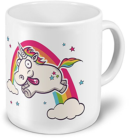 printplanet XXL Riesen-Tasse mit Motiv Verrücktes Einhorn, Kaffeebecher, Mug, Becher, Kaffeetasse - Farbe Weiß