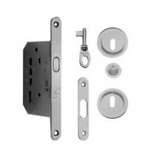 KIT SERRATURA PORTE SCORREVOLI CON CHIAVE EDGE 31 (CROMO SATINATO)