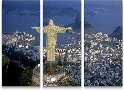 Paul Sinus Art Leinwandbilder | Bilder Leinwand 130x90cm Christus Statue in Rio de Janeiro