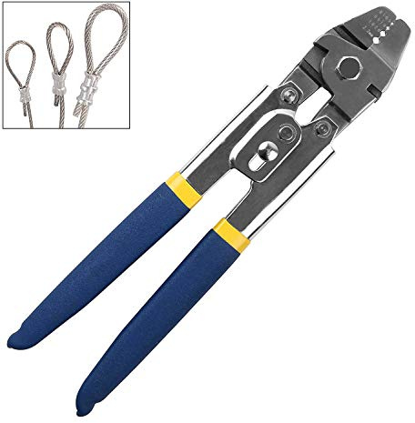 Wire Rope Crimper Sleeve Crimping Tool, Hand Crimping Pliers Set Crimp Sleeves Steel Wire Rope Cutter Crimper Tools Fishing Accessories