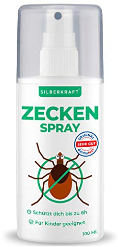 Silberkraft Zeckenspray 100 ml – Repellent zur Zeckenabwehr – Anwendung auf Haut & Kleidung – mit Zitroneneukalyptusöl