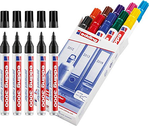 edding 3000 Permanent-Marker 10er Pack sortiert (Farben 1-10) + 5x schwarz