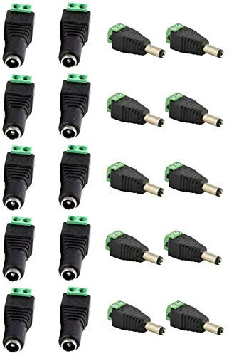 Lodenlli 10 paia 20 pezzi maschio e femmina 5,5 mm x 2,1 mm connettore di alimentazione CC Spina jack 12V 24V