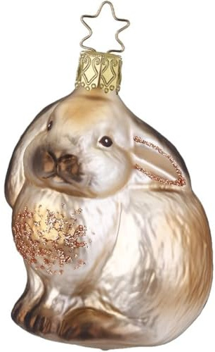 Christbaumschmuck Glas Hase 8,5cm sitzend mundgeblasen handbemalt Weihnachtskugeln Wald Tiere braun