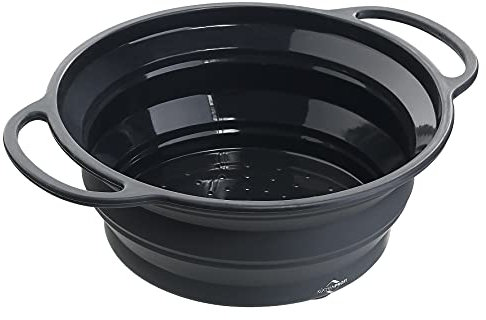 Colador plegable de 24 cm, color negro