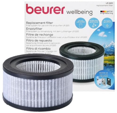 Beurer LR 220 filter återköpssats, tre lagers filtersystem, förfilter, HEPA-filter H13, aktivt kol, ersättningsfilter för Beurer luftrenare LR 220