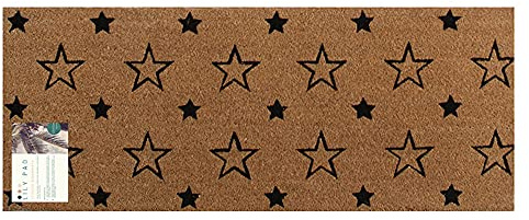 LP Paillasson antidérapant en fibre de coco 125 x 55 cm Double intérieur/extérieur Motif étoiles