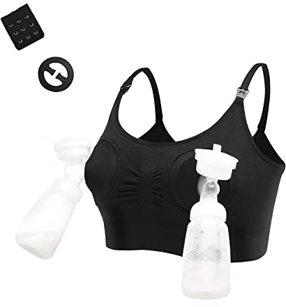 LEAPOVER Femmes Mains Libres Tire-lait Pompe D'allaitement Du Sein Soutien-gorge De Pompage Maternité Réglable Allaitement Soutien-gorge, Noir , XL
