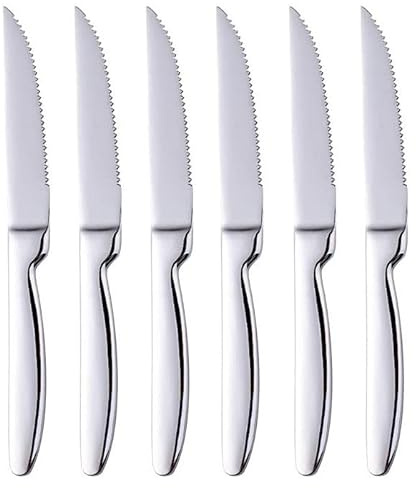 TAFAAL Stainless Steel Knives, Corrosion Resistant, Sharp Blade, Stainless Steel Handle, Kitchen Table Knife (Silver, Steak 6)