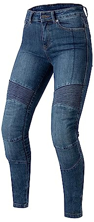 OZONE MOTO Agness II Lady Jeans da Moto Donna | Fodera in Fibra Aramidica | Protezioni per Le Ginocchia di Livello 2 | Tasche per Protezioni Anca e Coccige | Slim Fit