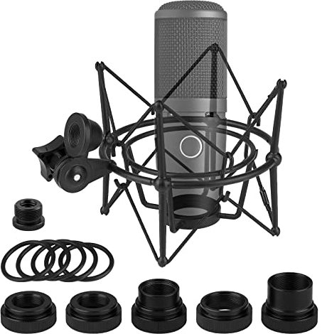 Geekria for Creators Support antichoc pour microphone compatible avec AKG P120, P220, P420, P820 Adaptateur de suspension anti-vibration Clip de support pour microphone Noir/métal