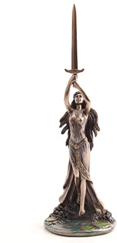 Veronese Design Escultura de Resina fundida en frío con Acabado de Bronce de 13 1/4 Pulgadas de la Dama del Lago y Excalibur