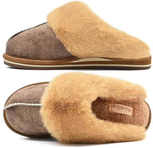 KuaiLu Damen Hausschuhe Winter Warme Plüsch Memory-Schaum Pantoffeln