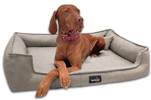 tierlando® Orthopädisches Hundebett Gustav Scandi CHIC mit elegantem waschbarem Bezug und herausnehmbarer mobiler Matratze für maximalen Liegekomfort Größe: 110x90cm | 05 Creme