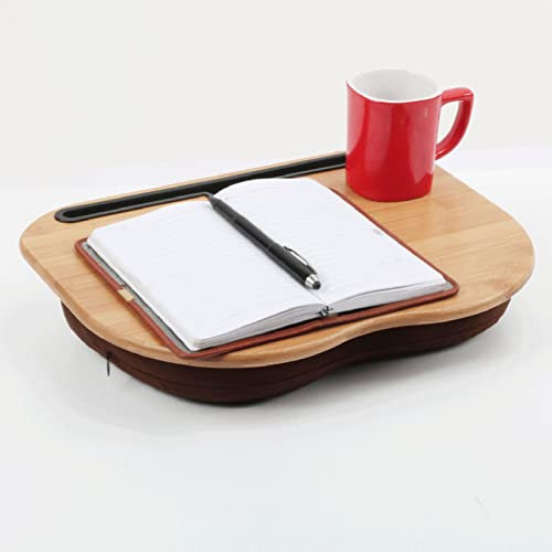 Lazmin112 Bed Desk with Pillow Cushion for 15.6 Inch Laptop, Portable Breakfast Serving Bed Tray, Ergonomic Notebook Holder for Surfing Reading Writing Eating
