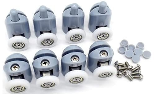 EGTink 8 Pcs Roulettes de Porte de Douche 23 mm pour Maison Roulettes de Rechange pour Porte de Douche Coulissante, Convient au Verre de 4 à 6 mm, Salle de Bain, Pièces de Rechange