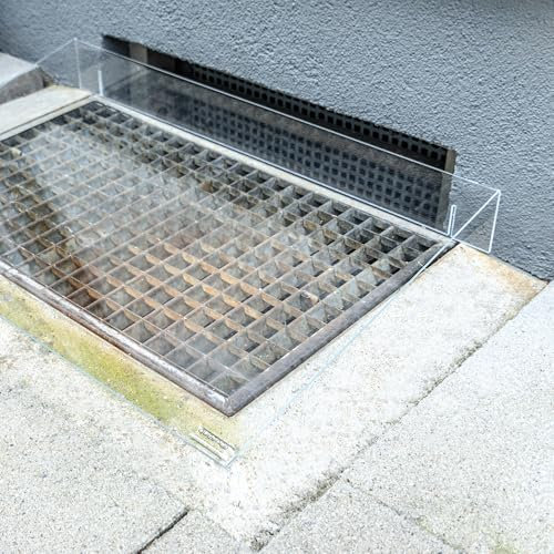 Queence | Lichtschachtabdeckung aus Acryl | Kellerschacht-Abdeckung | Schneeschutz | Regenschutz | Schutz gegen Schmutz, Schimmel, Laub und Schnee (100x45 cm)