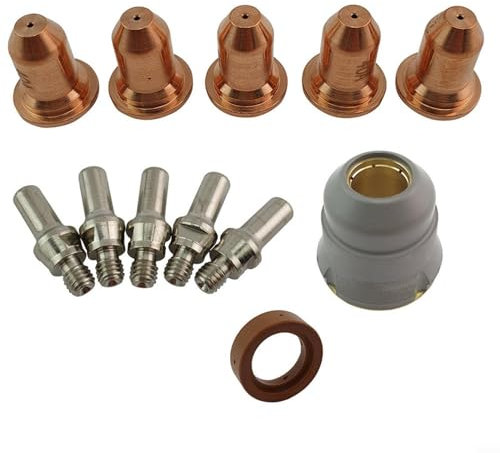 EXTRWORY 12pcs CUT30 PC210 Plasmaschneider SC30 / LC25 Brenner Verbrauchsmaterial Kit Standard Ersatzteile für SC30 Brenner, geeignet für Cut30 und Bossweld Plasmaschneidmaschinen