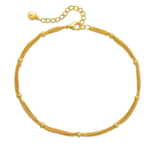 VIVAZYTGH Chaîne Multicouche française en cuivre plaqué Or 18 carats, Design Vintage, Bracelet de Cheville for Femmes, Mode Polyvalente, Bijoux Populaires