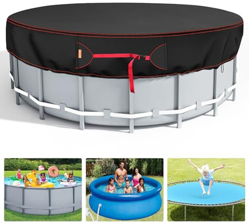 16 Ft Round Pool Cover, Solar Covers for Above Ground Pools, Stock Tank Pool Cover Protector with Pool Cover Accessories, Round Hot Tub Cover Ideal for Waterproof and Dustproof