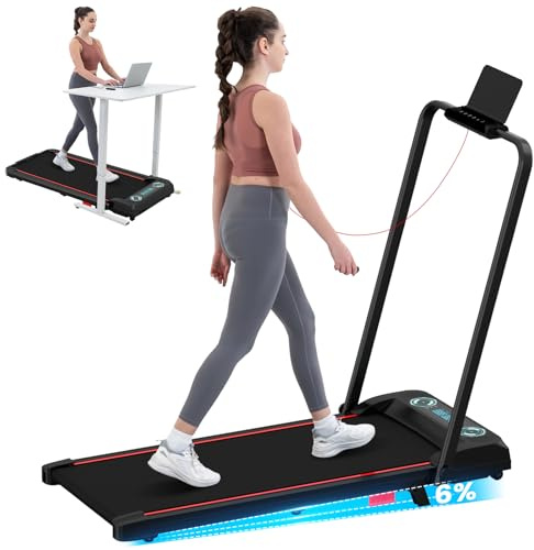 CITYSPORTS Folding Treadmill with 6% Incline,1400W Walking Pad,Under Desk Treadmill for Home and Office,1-10KM/H,LED Display,Remote Control (Black)