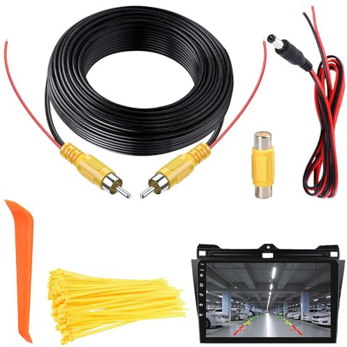 LbsAMP 10M Auto Rückfahrkamera Verlängerungskabel mit 1 Cinch Kupplung Buchse auf Buchse und 1.2M DC Stromkabel RCA Videokabel Cinch Verlängerung AV Verlängerungskabel für Monitor und Rückfahrkamera