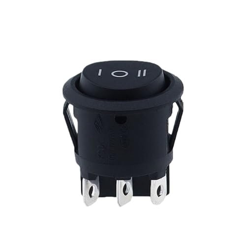 1 interrupteur à bascule rond KCD1 de 23 mm de diamètre, 6 broches ON-OFF-ON, 3 positions, 10 A, 125 VCA