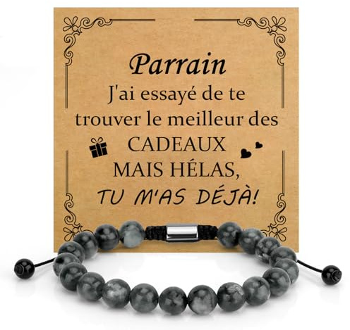 SereneGLow Cadeau Parrain Cadeau Original Cadeaux Bapteme Bracelet Pierre Naturelle Annonce Parrain Demande Cadeaux Demande Noel Anniversaire Veux tu Etre Mon