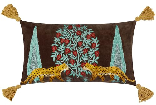 furn. Fodera per cuscino in velluto ricamato Wylder Tropics Aritra - Multicolore - 30x50 cm