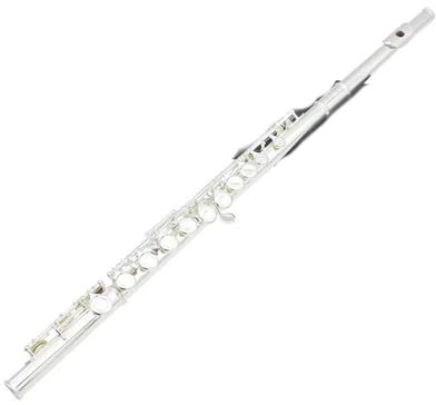 Flötenset für Anfänger vernickelt 16 Löcher C verstellbar offen mit Stoffhülle Flöte Für Anfänger(Silver white)