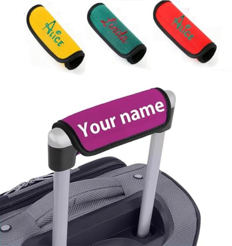 Envoltura de asa de equipaje bordada, envoltura personalizada para manija de maleta con texto bordado, etiqueta de viaje personalizada (multicolor)