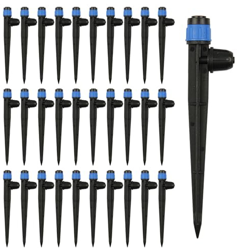 Yuecuu 30 emisores de riego por goteo para tubo de 1/4 pulgadas, rociadores de jardín con goteros ajustables para sistema de riego de casa y jardín