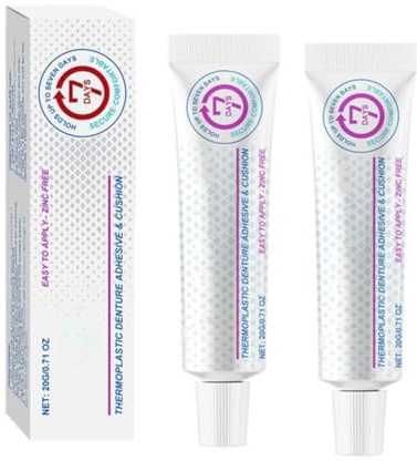 Haftkleber Für Prothesen - Haftcreme Für Zahnprothesen - Thermoplastischer Haftmittel Für Prothesen, Sanfte Zahnersatzkleber Mit Langzeit Haftung Für Pflege Zuhause, Unterwegs (2x20ml)