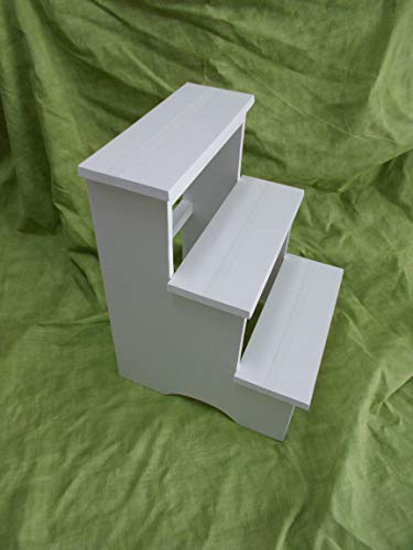 Échelle Fixe 3 marches. Bois. 60x45x40 cm. Blanche