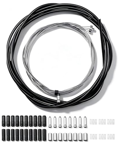 SHENGYIG Cable de Frein Vélo, Équipé d'une Gaine de Câble de Frein de 2,5 Mètres, Kit de Câble de Frein de Vélo avec Câble de Dérailleur de Vélo. Équipé de Bornes et de Rondelles