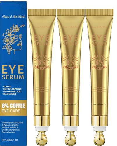 6% Koffein Augencreme gegen Augenringe und Schwellungen, Retinol Koffein Augenserum mit Hyaluronsäure, Anti-Aging & Straffend, Leicht Schnell Einziehend, Für Alle Hauttypen, 20g (3)