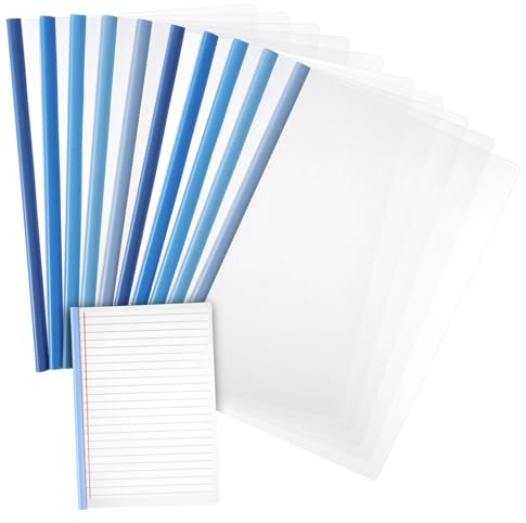 Lurrose 10 Pièces Porte-documents avec Barre Coulissante Lot de Pochettes de Présentation Plastique Organisateurs de Fichiers pour Usage Scolaire Bureau