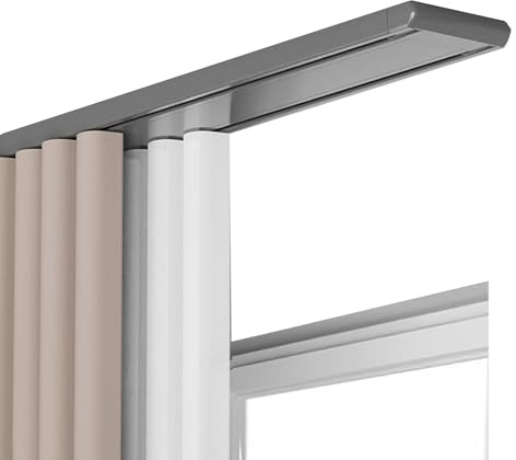 Barra de cortina de techo ajustable de aluminio de 2 vías en color negro y blanco para una fácil instalación, adecuado para cortinas de ducha, 1,9 m de longitud