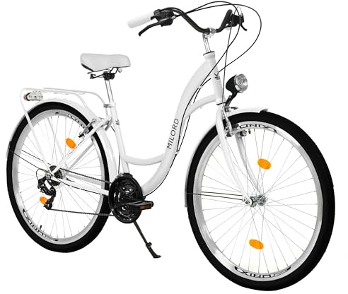 MILORD Damenfahrrad Citybike Komfort Hollandrad Vintage Fahrrad, 26, 28 Zoll, 21-Gang
