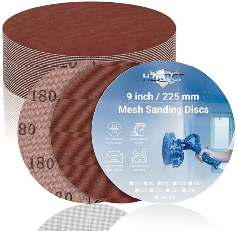 HZXBGF Disques Abrasifs Grain 180 225 mm en Maille pour Ponceuses à Perche | 10 PCS, Anti-Colmatage Sans Poussière, Fixation Scratch, Abrasif Oxyde d'Aluminium, Ponçage Lissage Enduit Mural Bois Métal