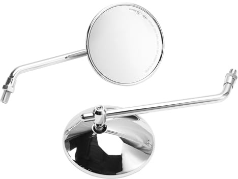 Topteng 4 Miroirs rétroviseurs Ronds en Chrome pour Moto Classique fit pour Chopper Bobber
