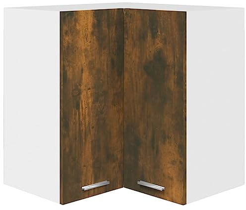 Générique Armadio angolare sospeso Lione rovere affumicato 57x57x60 cm in legno di ingegneria, mobile da parete da cucina con due ripiani per riporre ciotole, piatti e pentole, porta